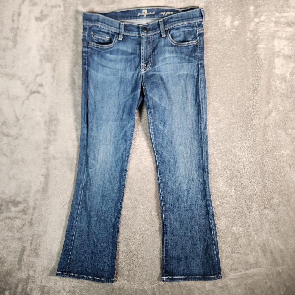 7 FOR ALL MANKIND Jeans Women's 31X27 (Tag 29) Blue Low Rise Cropped Flare Seven